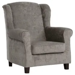 Ohrensessel in Flachgewebe Hellgrau