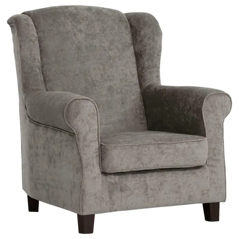 Ohrensessel in Flachgewebe Hellgrau