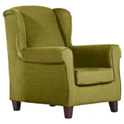 Ohrensessel in Flachgewebe Olivgr&uuml;n