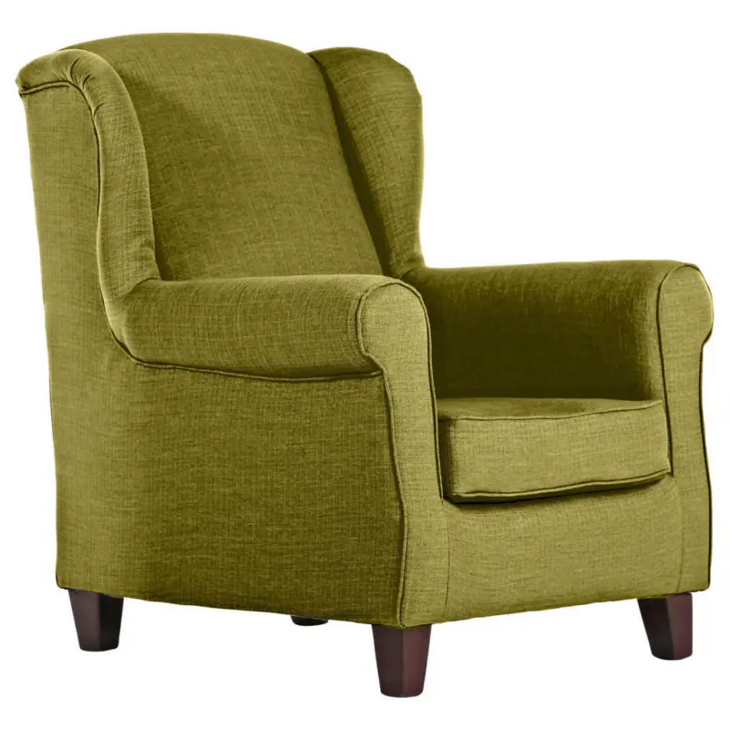 Ohrensessel in Flachgewebe Olivgr&uuml;n