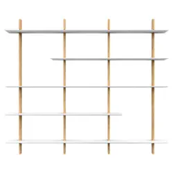 Regal 224/190/25 cm Weiß, Eichefarben