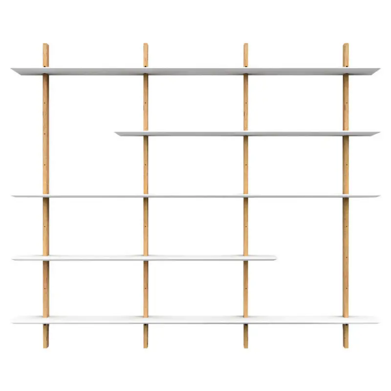 Regal 224/190/25 cm Weiß, Eichefarben