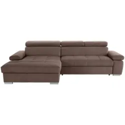 Eckschlafsofa in Velours Braun