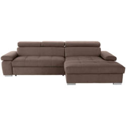 Eckschlafsofa in Velours Braun