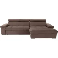 Eckschlafsofa in Velours Braun