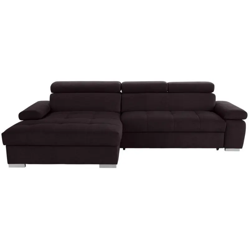 Eckschlafsofa in Velours Aubergine