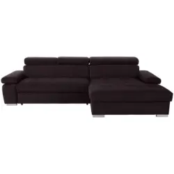 Eckschlafsofa in Velours Aubergine