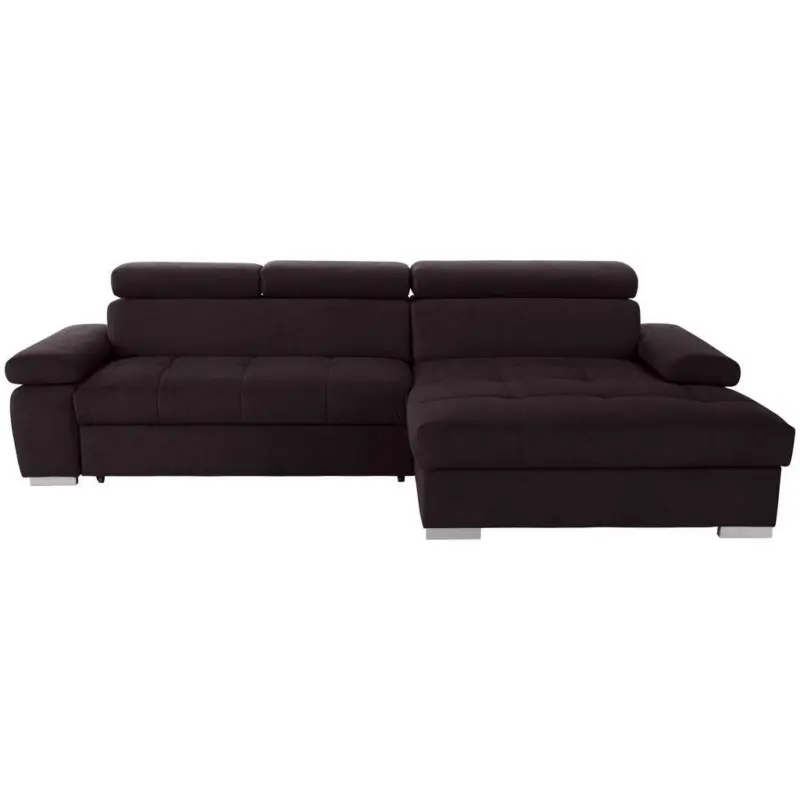 Eckschlafsofa in Velours Aubergine