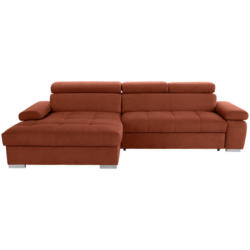 Eckschlafsofa in Velours Rostfarben