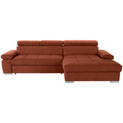 Eckschlafsofa in Velours Rostfarben