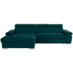 Eckschlafsofa in Velours Petrol