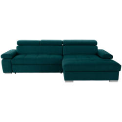 Eckschlafsofa in Velours Petrol