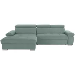 Eckschlafsofa in Velours Mintgrün