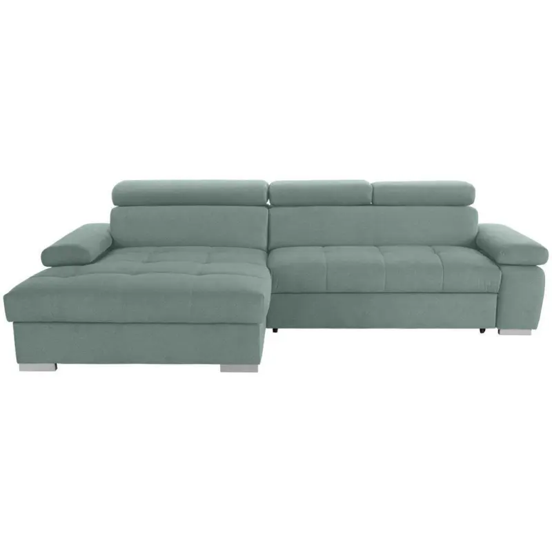 Eckschlafsofa in Velours Mintgrün