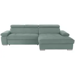 Eckschlafsofa in Velours Mintgrün