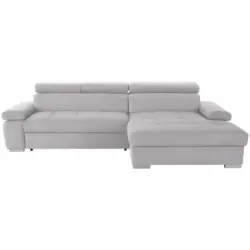 Eckschlafsofa in Velours Silberfarben
