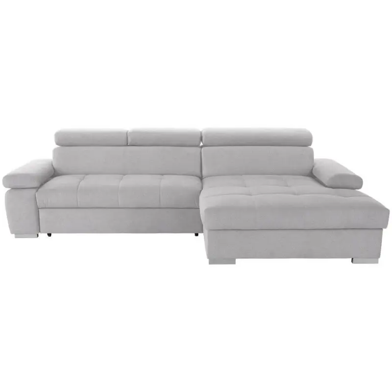 Eckschlafsofa in Velours Silberfarben