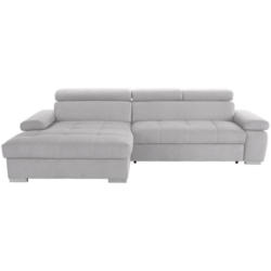 Eckschlafsofa in Velours Silberfarben