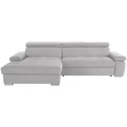 Eckschlafsofa in Velours Silberfarben