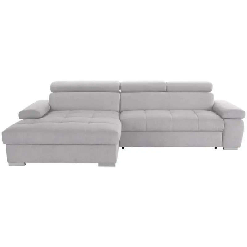 Eckschlafsofa in Velours Silberfarben