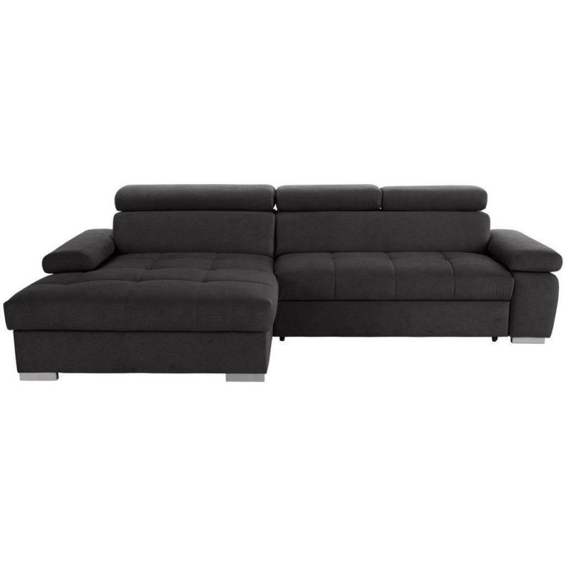 Eckschlafsofa in Velours Graphitfarben