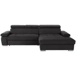 Eckschlafsofa in Velours Graphitfarben
