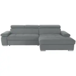 Eckschlafsofa in Velours Grau