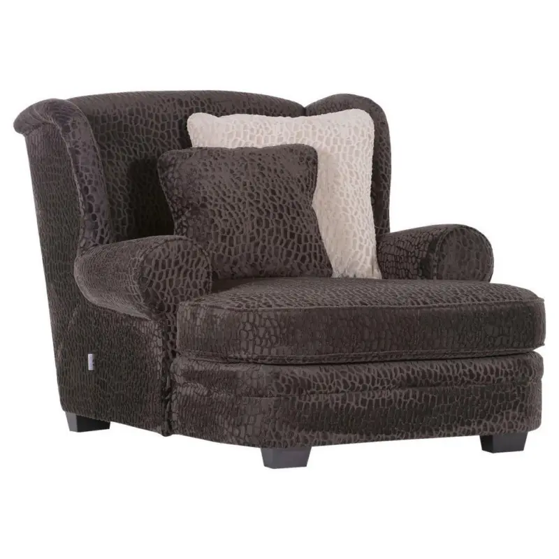 BIG Sessel in Plüsch Dunkelbraun, Beige