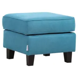 Hocker in Holz, Textil T&uuml;rkis