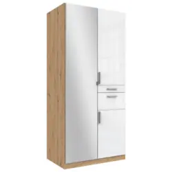 Dreht&uuml;renschrank in Wei&szlig;, Eiche Artisan