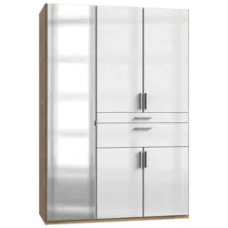 Dreht&uuml;renschrank in Wei&szlig;, Eiche Artisan