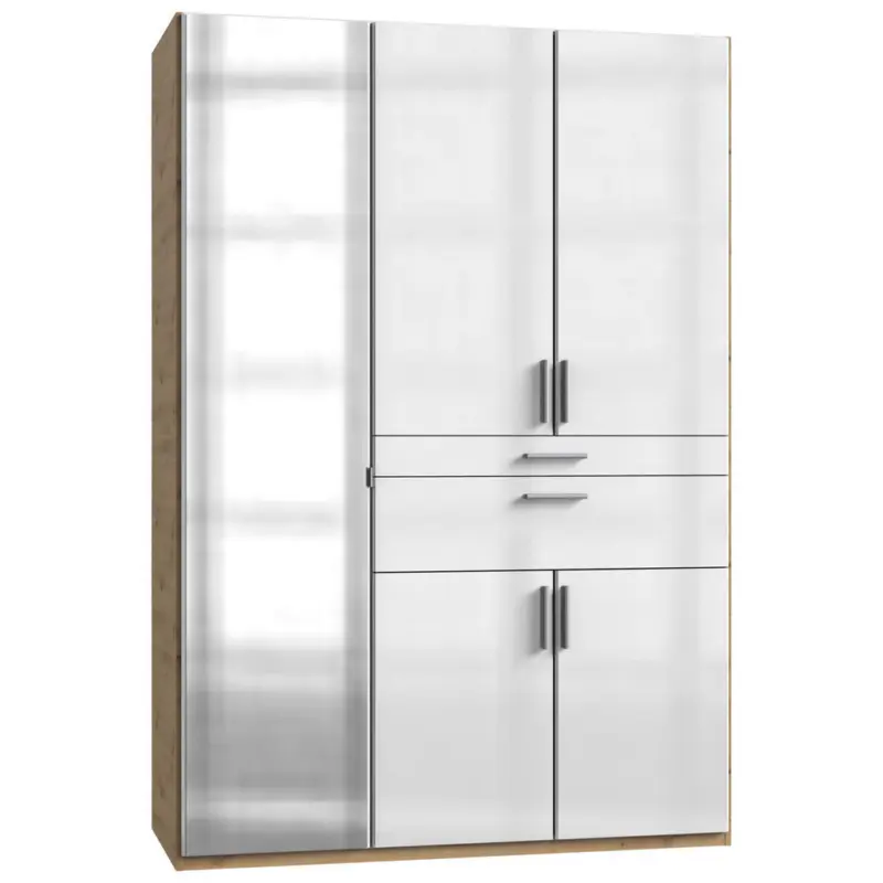 Dreht&uuml;renschrank in Wei&szlig;, Eiche Artisan