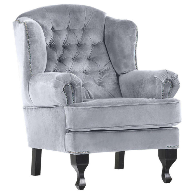 Chesterfield-Sessel in Flachgewebe Grau