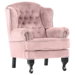 Chesterfield-Sessel in Flachgewebe Rosa