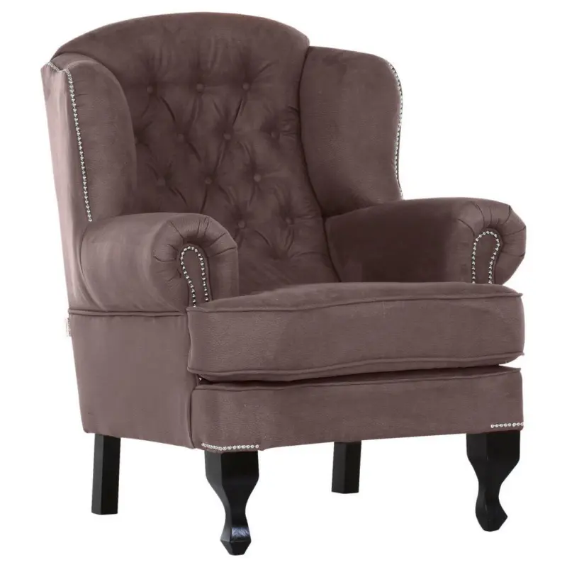 Chesterfield-Sessel in Flachgewebe Braun