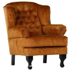 Chesterfield-Sessel in Flachgewebe Braun, Orange