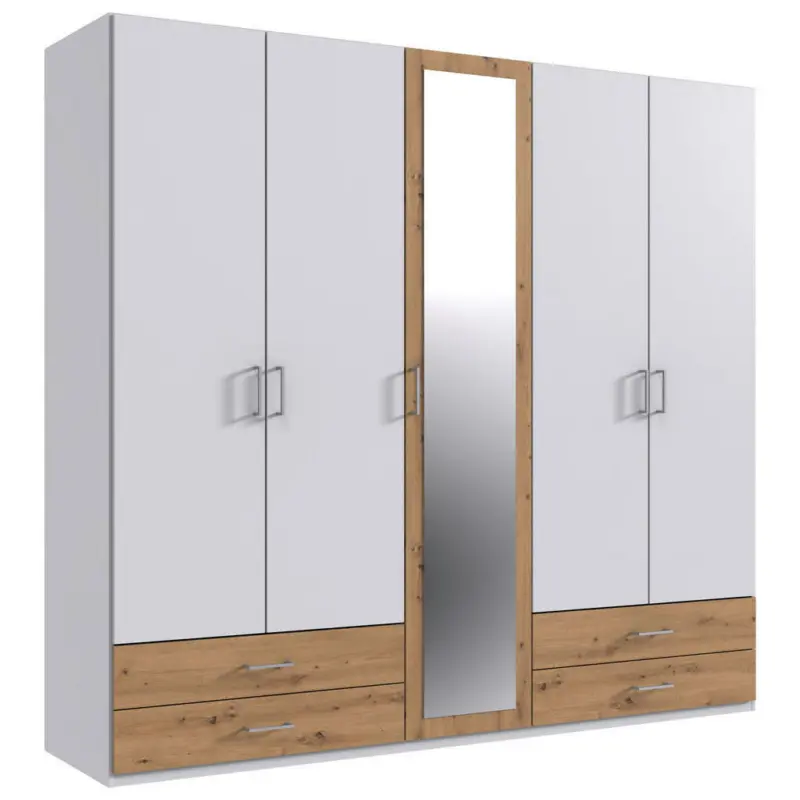 Dreht&uuml;renschrank in Wei&szlig;, Eiche Artisan