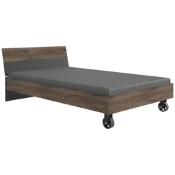 Bett 120/200 cm in Graphitfarben, Eichefarben, Dunkelbraun