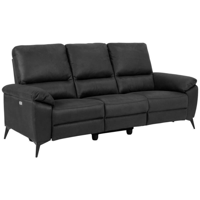 Dreisitzer-Sofa in Lederlook, Mikrofaser Grau