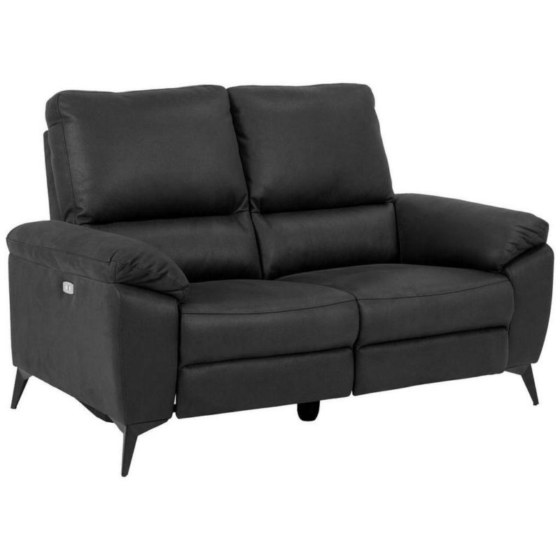 Zweisitzer-Sofa in Lederlook, Mikrofaser Grau