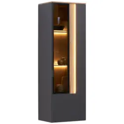 Hängevitrine in Anthrazit, Eichefarben