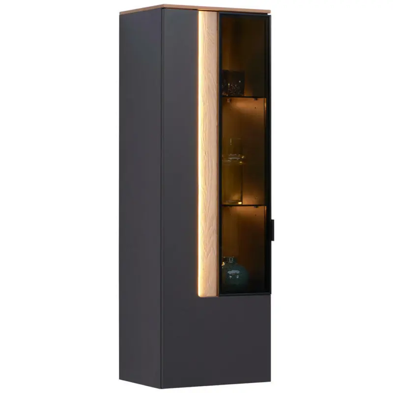 Hängevitrine in Anthrazit, Eichefarben