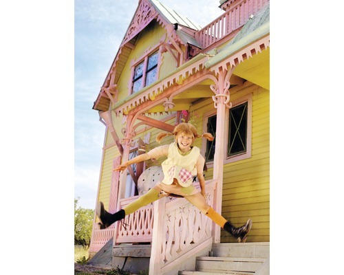 Postkarte Pippi Langstrumpf vor Villa Kunterbunt 10,5x14,8 cm