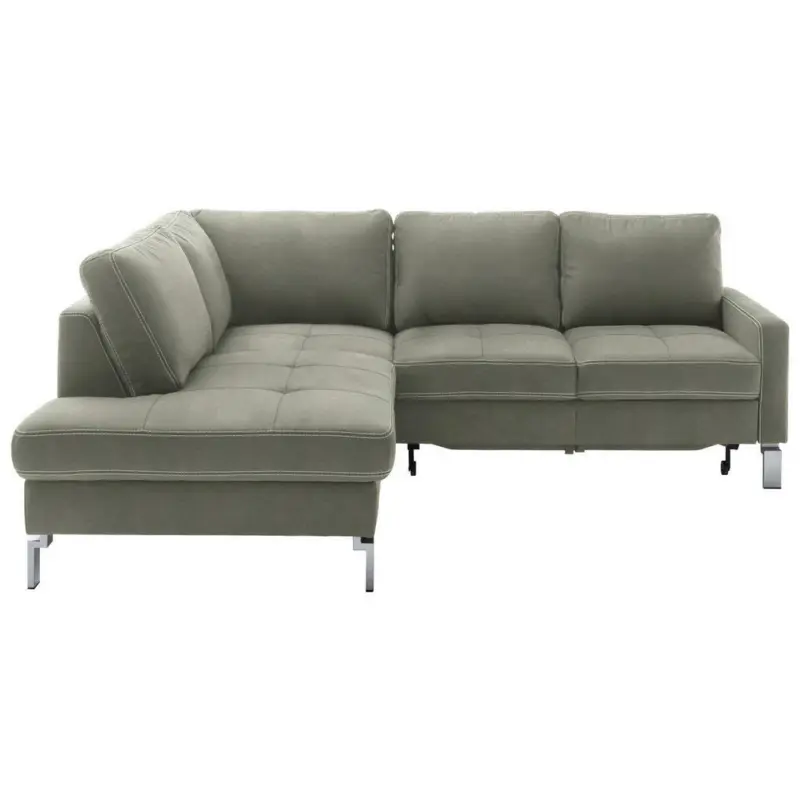 Ecksofa in Mikrofaser Grau, Grün