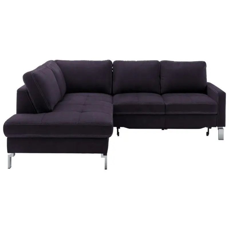Ecksofa in Mikrofaser Schwarz