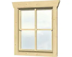 Einzelfenster für Gartenhaus 45 mm SKAN HOLZ Anschlag links 57,5x70,5 cm, natur