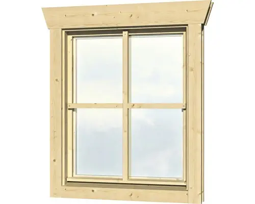 Einzelfenster für Gartenhaus 45 mm SKAN HOLZ Anschlag links 57,5x70,5 cm, natur