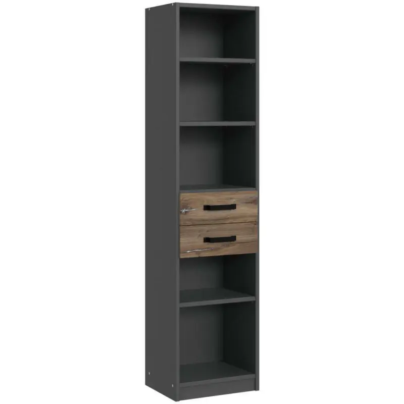 Standregal 47/198/38 cm Graphitfarben, Eichefarben, Dunkelbraun