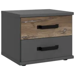 Nachtk&auml;stchen in Eichefarben, Graphitfarben