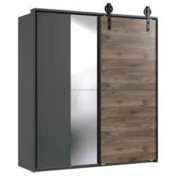 Schwebet&uuml;renschrank in Graphitfarben, Eichefarben, Dunkelbraun